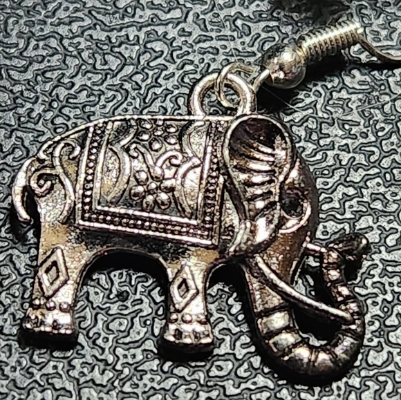 Ornate Silver Elephant Earrings Indian Elephant Earrings NWT - Picture 3 of 10